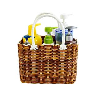 买菜篮子塑料编织筐购物篮采摘篮野餐篮手提洗澡篮沐浴筐浴室收纳