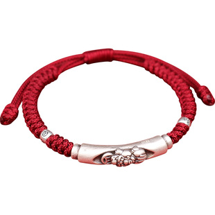 道家红绳貔貅手链男款纯银招财聚财手绳手工编织女本命年好运饰品