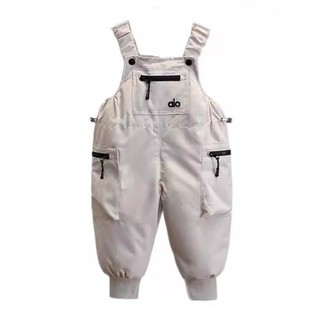 男童冬季儿童羽绒背带裤女宝宝耐污滑雪外穿加厚冬装白鸭绒连身裤