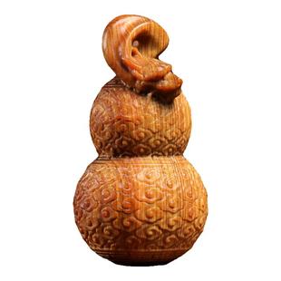 天然崖柏木葫芦摆件文玩手工龙年生肖龙头葫芦祥云福禄吉祥手把件