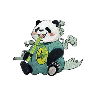 国潮自粘刺绣布贴羽绒服补丁时尚国风熊猫修补贴大号衣服破洞装饰