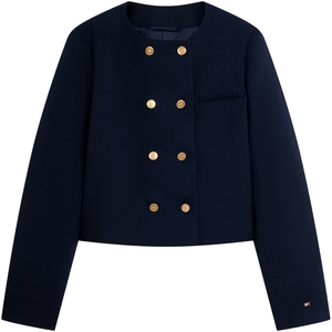 Tommy女装双排金扣肌理感短外套