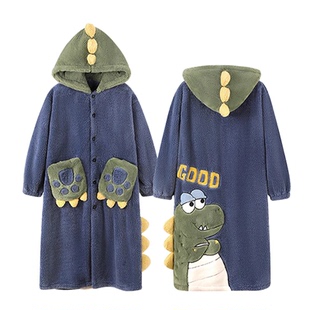 俞兆林睡衣女秋冬珊瑚绒加厚加绒睡袍男可爱长款法兰绒家居服情侣