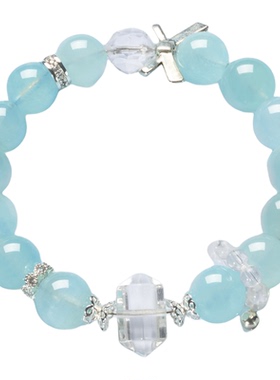 天然海蓝宝手链女款情绪稳定转运轻奢小众设计水晶手串饰品礼物