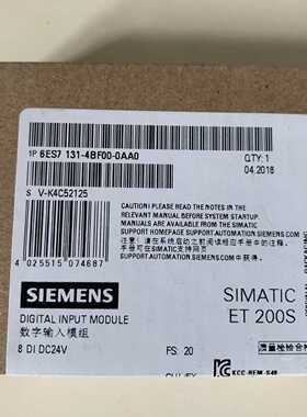 议价6ES7131-4BF00-0AA0西门子ET200S数字量电子模块8DI DC24VST