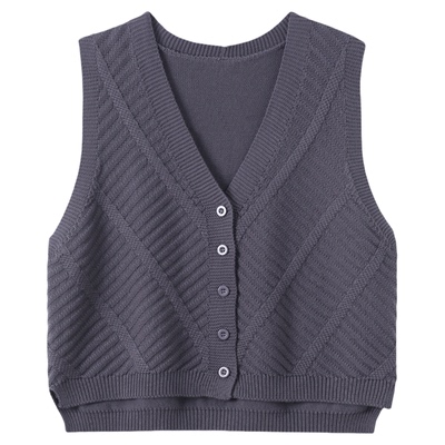 恒源祥羊毛V领针织马甲女春秋