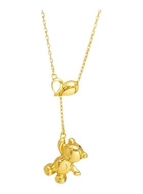 金色气球小熊吊坠减龄可爱项链