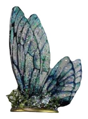 美人鱼蓝绿色蝴蝶翅膀童话戒指