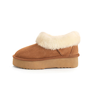 桑坡羊毛雪地靴女冬季加绒加厚东北棉靴保暖厚底增高真皮短筒靴子