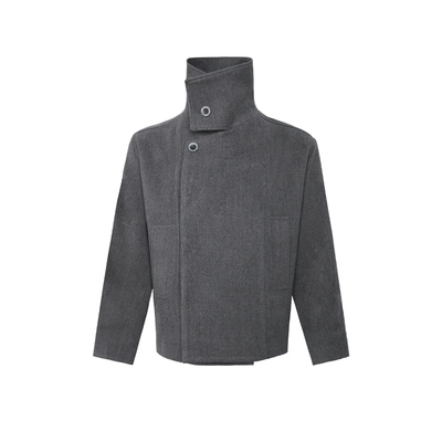 版可翻高领廓形显瘦短款大衣外套