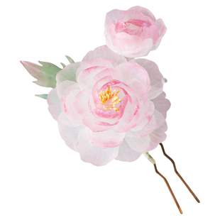 流金芍药 热缩花簪粉新中式国风发钗u型发簪汉服古风步摇簪子日常