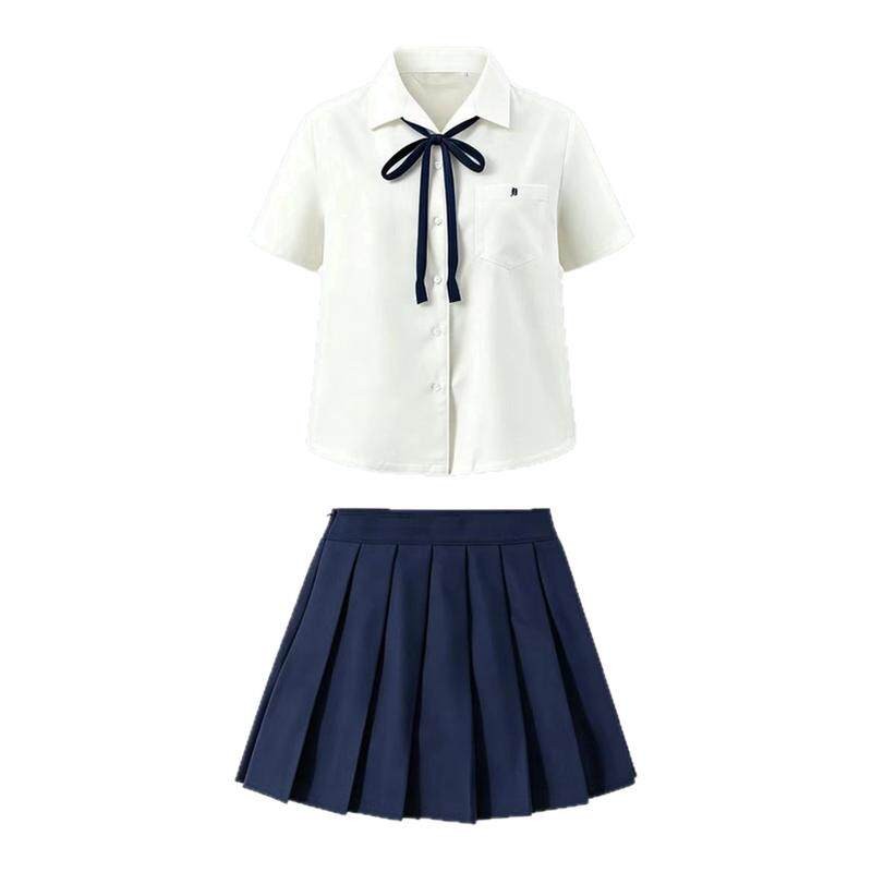 女童英伦校服夏季白衫百褶裙套装