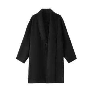 流石男装高端双面羊毛呢子长款大衣2025年冬季新款经典黑色外套男