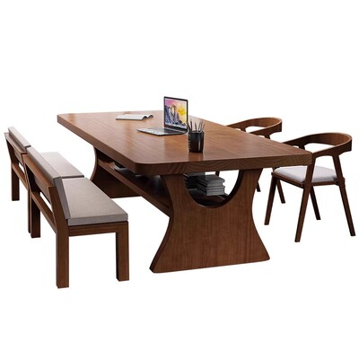 简约现代实木书桌椅去客厅化双层学习桌写字桌书法桌工作台长桌子