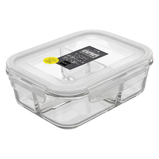 日本高硼硅分格玻璃饭盒大容量微波炉加热上班族带饭便当盒保鲜盒