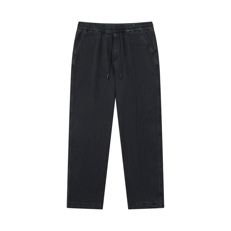 半墨黑色牛仔裤男直筒弹力大码胖子耐磨休闲长裤秋季新款显瘦裤子