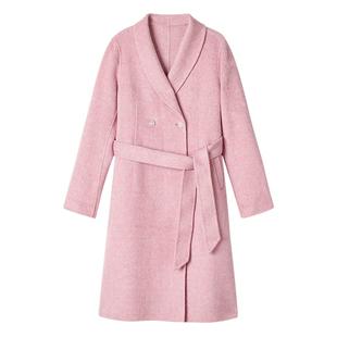 【绵羊毛+兔毛】Goodland美地女装冬季双面毛呢大衣桑蚕丝外套