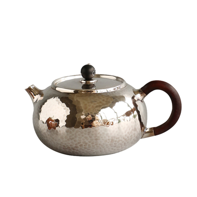 纯手工一张打大号纯银泡茶壶古朴