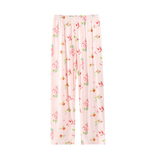 AB内衣睡裤女纯棉夏季薄100%全棉高腰直筒长裤可外穿家居裤T610