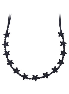 黑色五角星蕾丝系带公主风锁骨链