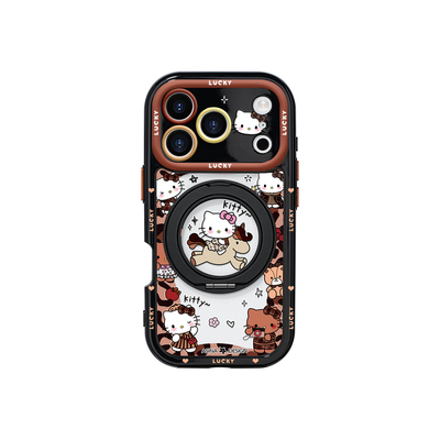 KITTY豹纹适用苹果17手机壳磁吸新款iphone17Promax卡通个性16Pro旋转带支架15pm秋冬复古Co4保护套13/14潮牌