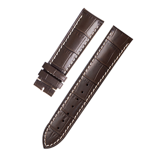 适用浪琴表带原装真牛皮名匠月相L2博雅康卡斯开创者鳄鱼皮蝴蝶扣