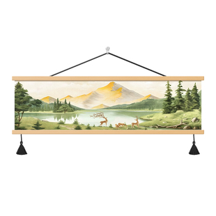 画堂主风景山水客厅油画装饰画酒店卧室横幅挂画青山绿水床头壁画