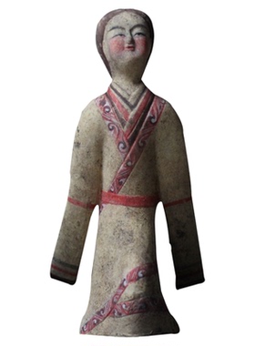 汉代陶器舞蹈甩袖女陶俑
