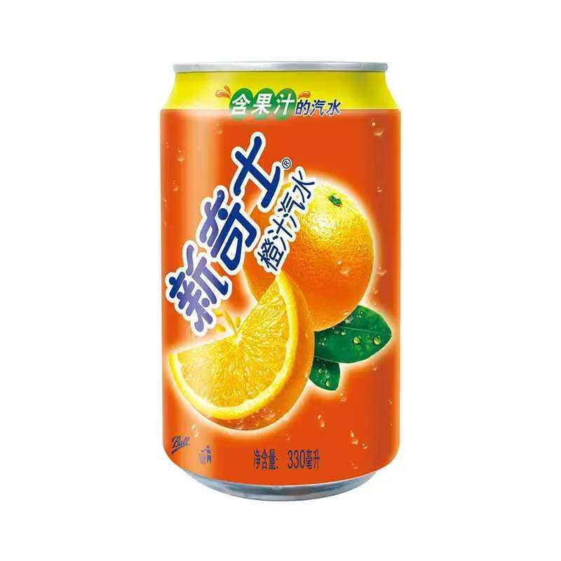 屈臣氏出品新奇士橙汁汽水330ml罐装整箱果味碳酸饮料含果汁饮品