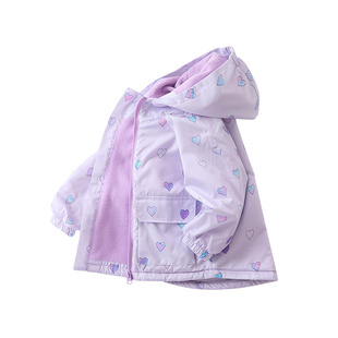 儿童冲锋衣春秋装女童洋气摇粒绒外套宝宝小中童休闲加绒风衣童装