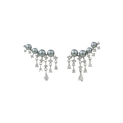 CIXWANG珍珠流苏耳饰耳夹