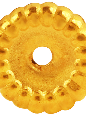 黄金24K足金999花纹金圈隔珠3D硬金工艺配饰手串隔片手链古玩男女