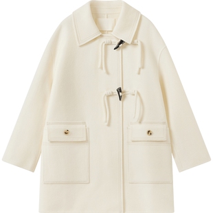 播新中式毛呢大衣冬季短款复古简约外套女DDS4AD5113