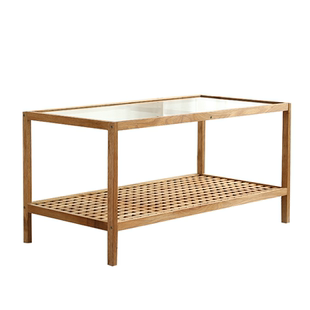 实木双层茶几小户型长虹玻璃家用经济型小木桌沙发边几民宿床头柜