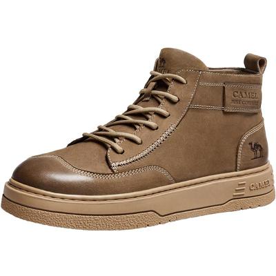 复古工装磨砂皮面4CM增高橡胶底