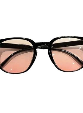 腮红眼镜黑色框ins风女渐变粉色