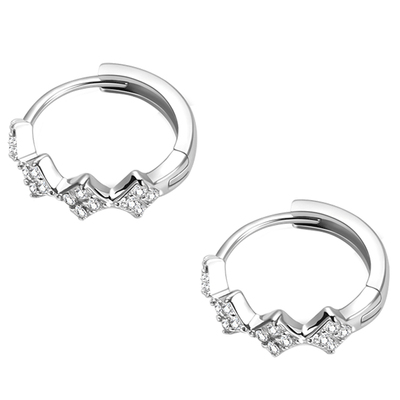 999足银镶钻耳钉菱形气质轻奢