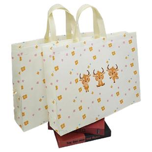 新款覆膜防水无纺布环保包装袋服装店卡通红色手提礼品袋定制logo