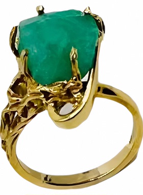 18K黄金戒指天然祖母绿原石