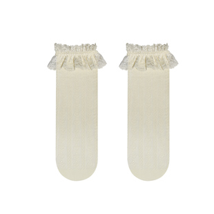 Lolita甜美少女复古蕾丝花边爱心堆堆袜镂空网袜洛丽塔JK短袜女薄