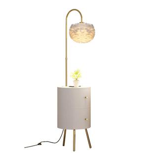 法式奶油风床头柜儿童女孩小型主卧室创意替代边几置物架台灯一体