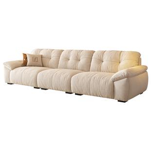 法莎蒂布艺沙发客厅现代简约直排三人位复古奶油云朵沙发雪尼尔