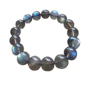 天然灰月光石手链 拉长石手串女水晶饰品 招桃花招财蓝色单圈礼物