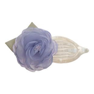 SUZEE原创设计 烟雨江南岸超仙青紫色网纱发饰后脑勺发夹横夹头饰