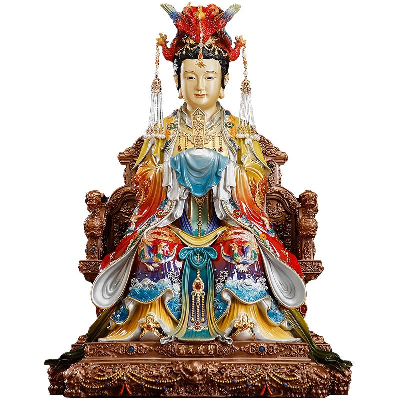 贴金碧霞元君神像泰山奶奶铜像