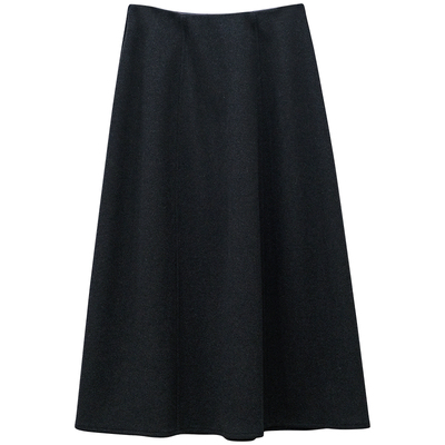 百搭显瘦松紧腰a字毛呢半身裙女