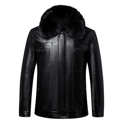 加肥加大码爸爸冬装外套中老年男士加绒加厚棉衣皮毛一体60岁70