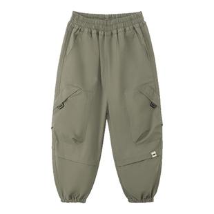 左西童装男童加绒裤子保暖儿童工装裤秋冬款2025新款中大童冲锋裤