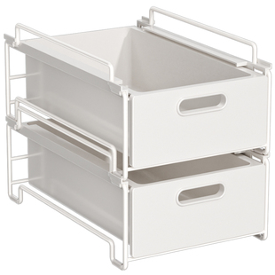 下水槽抽拉式置物架浴室橱柜内分层架拉篮收纳盒卫生间洗手台架子