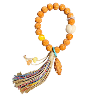 手工雕刻聚宝盆光面姬宝拉丝爱心屁桃猴头手串单圈文玩佛珠手持女